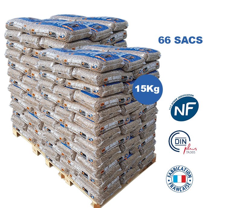 Französische Holzpellets Woodstock® Premium – Palette 990kg (66 Säcke)